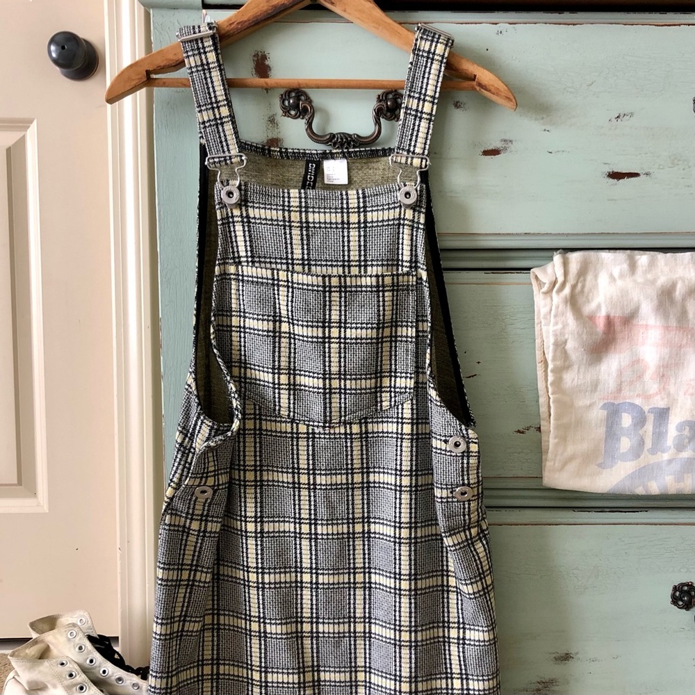Plaid Overalls Mini Dress